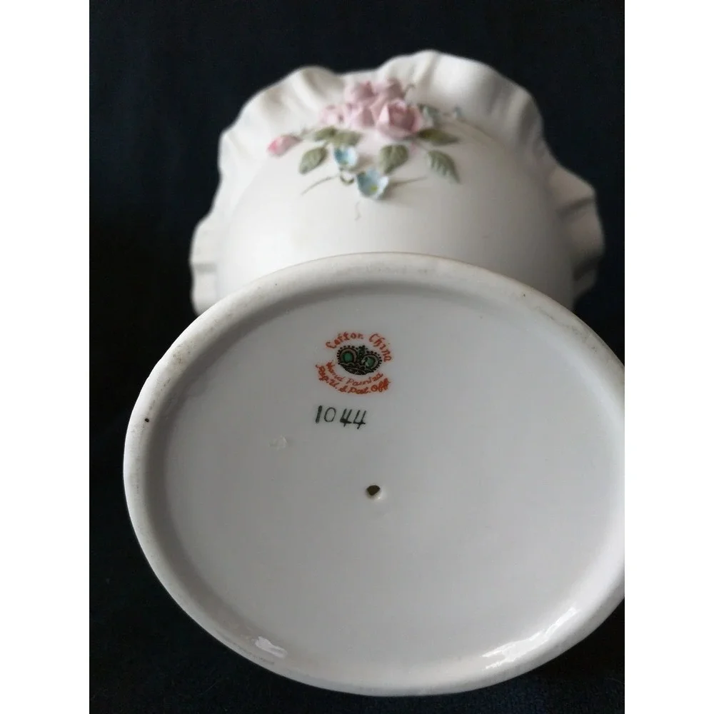 Vintage Lefton Pink Rose Floral Wall Plaque, Footed Bowl & Jar With Lid- Japan